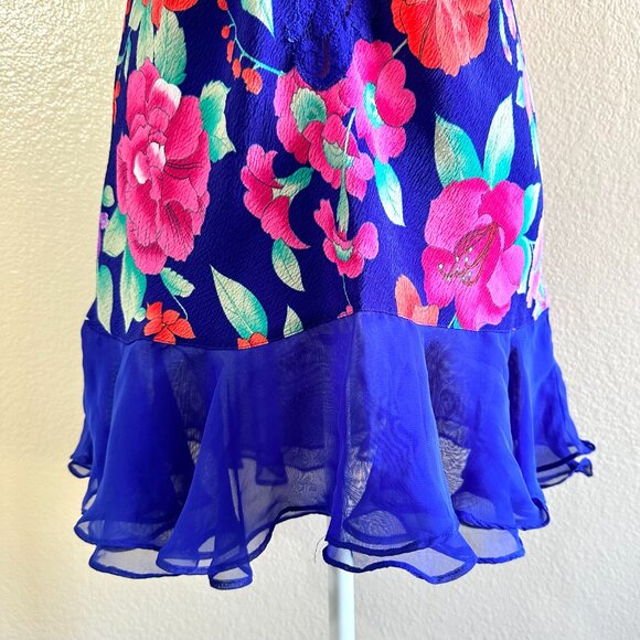 Victoria Secret Vtg 90s Floral Blue Gold Label Slip On Lingerie - Picture 3 of 6